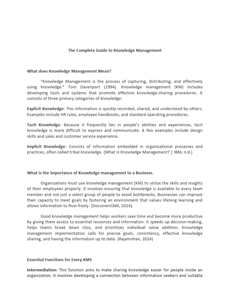 Knowledge Management Explained: A Guide | PDF | Knowledge Management ...