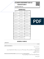 School Based Assessment 2024-25 Final Term Islamiat Grade 6: Answer Keys