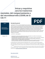 Descripciones Clínicas y Requisitos de Diagnóstico para Los Trastornos Mentales, Del Comportamiento y Del Neurodesarrollo (CDDR) de La CIE-11