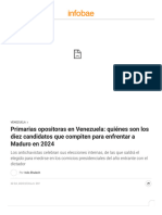 Primarias Opositoras en Venezuela - Quiénes Son Los Diez Candidatos Que Compiten para Enfrentar A Maduro en 2024 - Infobae