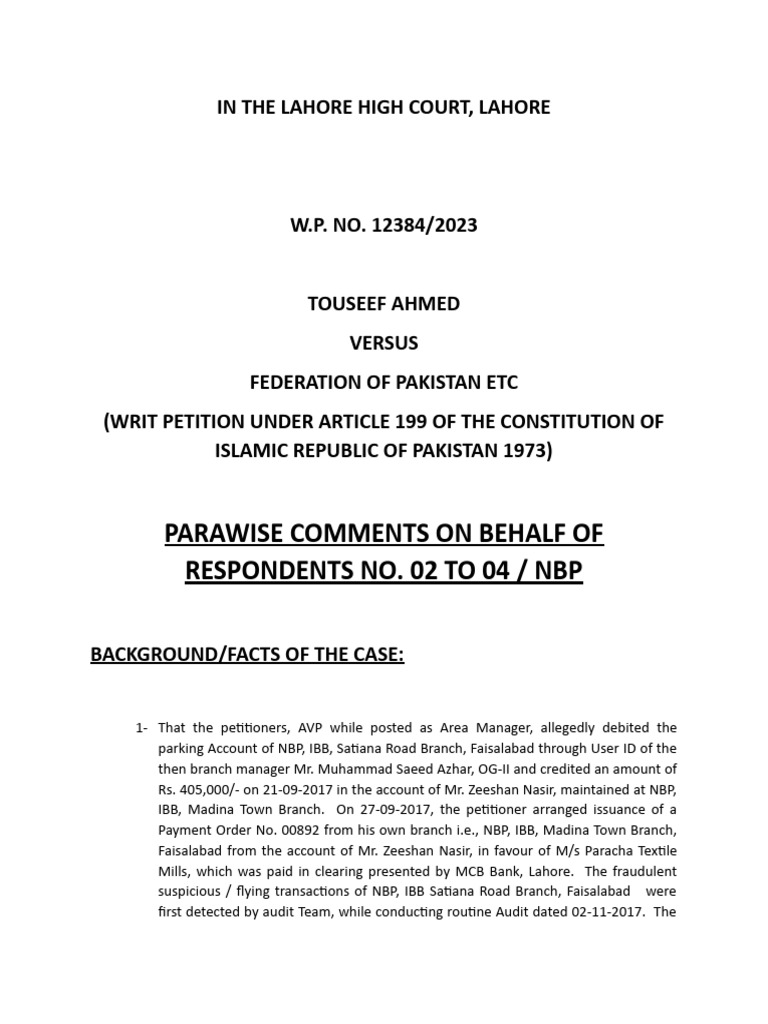 In The Lahore High Court | PDF | Appeal | Certiorari