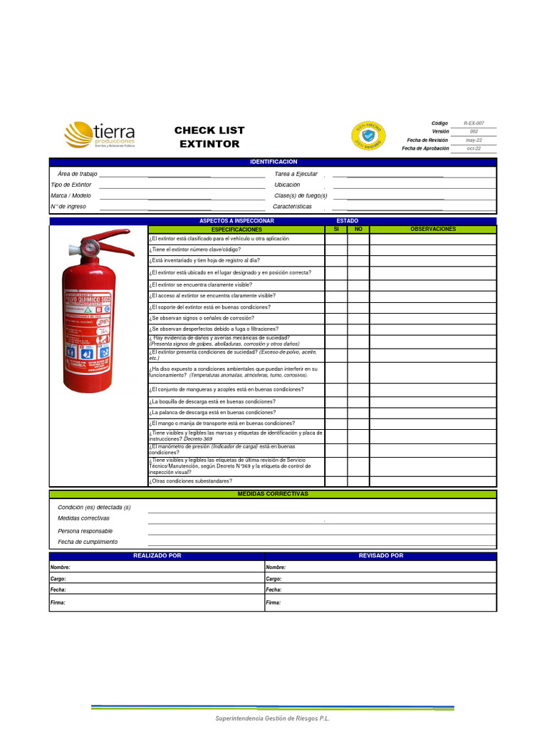 CHECK LIST - Extintor | PDF