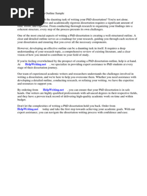 Phd Dissertation Outline Sample
