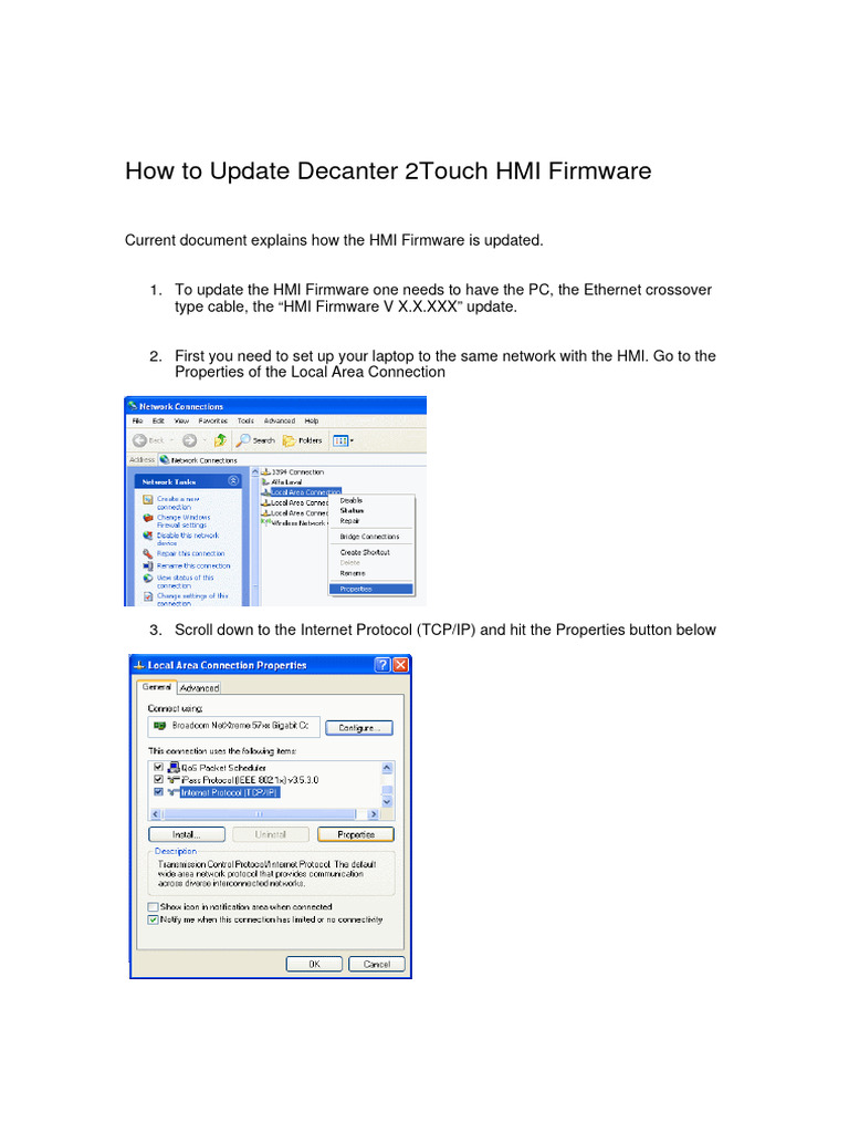 Update Decanter 2Touch HMI Firmware Guide | PDF