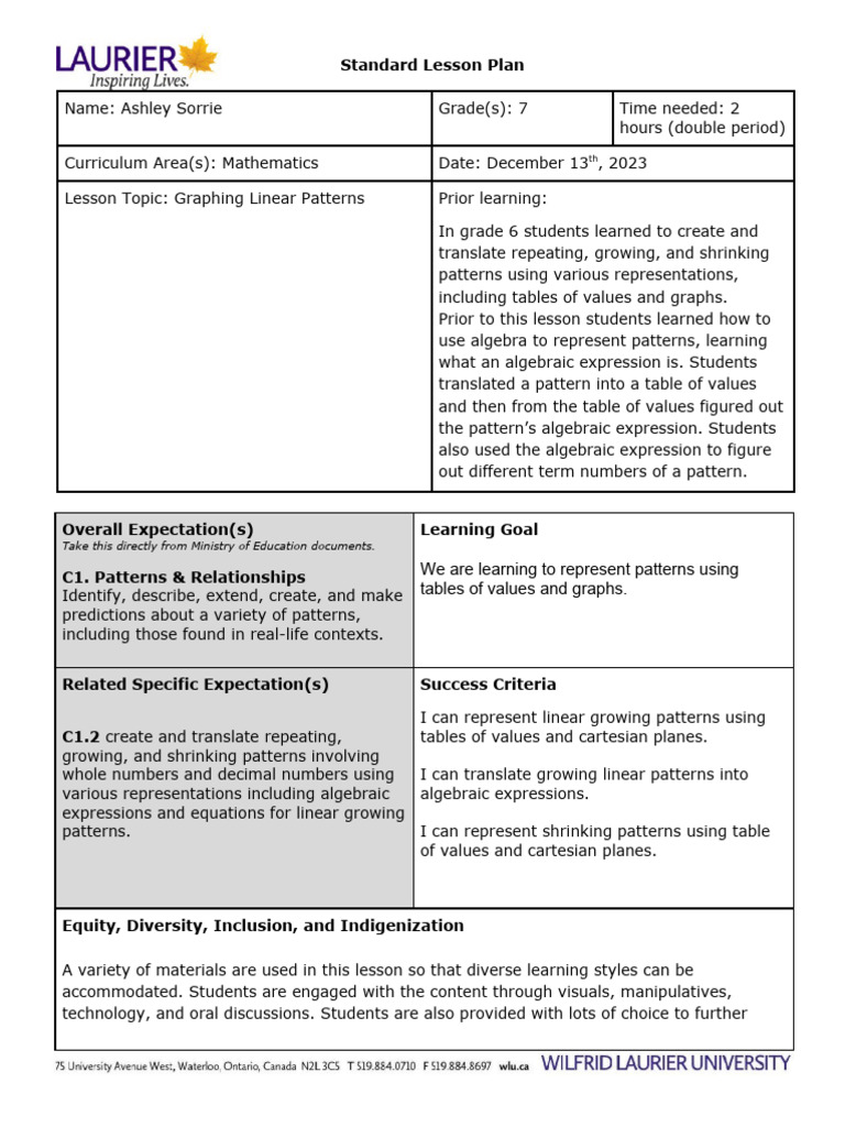 Lesson Plan 2 | Download Free PDF | Cartesian Coordinate System ...