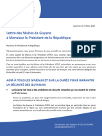 AMG - Lettre Au Président de La République - Déplacement en Guyane