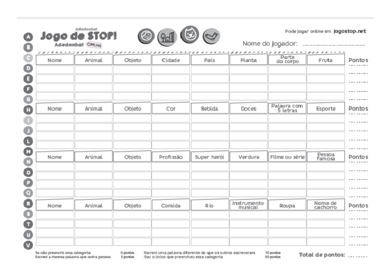 Jogo de Stop Padrao | PDF