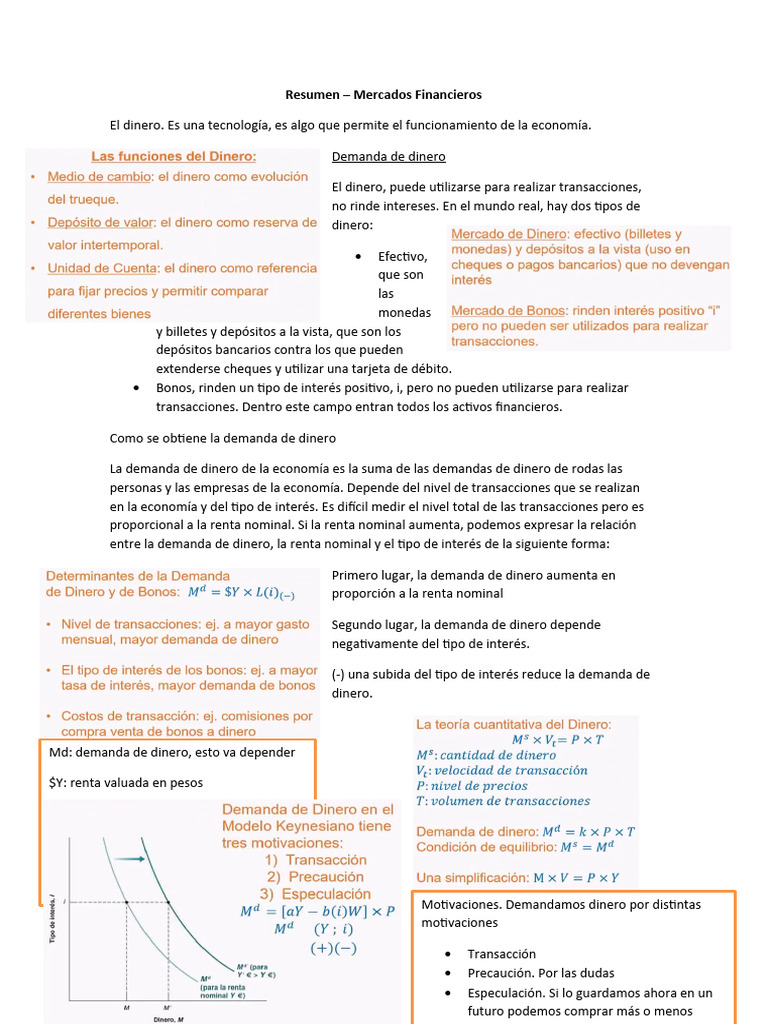 Demanda y Oferta de Dinero en Economía | PDF | La política monetaria ...