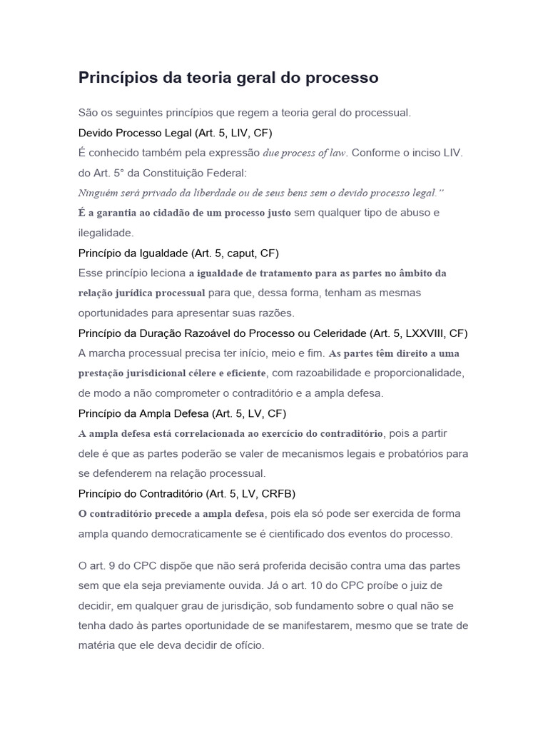 Principios Da Teoria Geral Do Processo | PDF | Jurisdição | Juiz