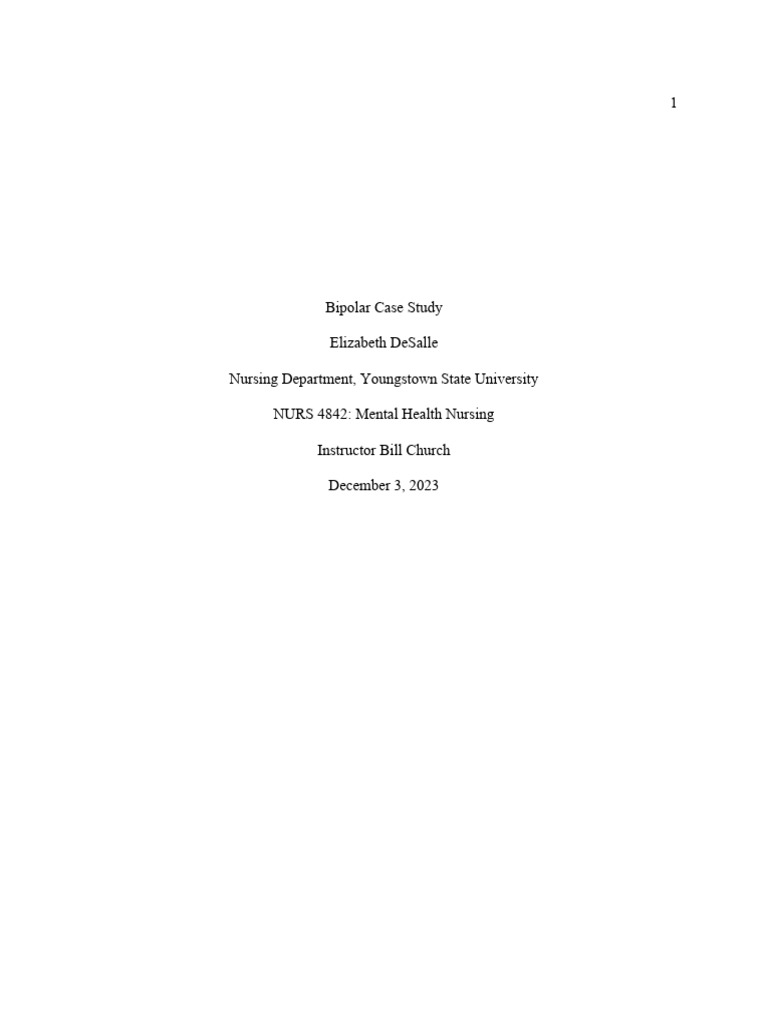 Bipolar Case Study | PDF | Bipolar Disorder | Mania