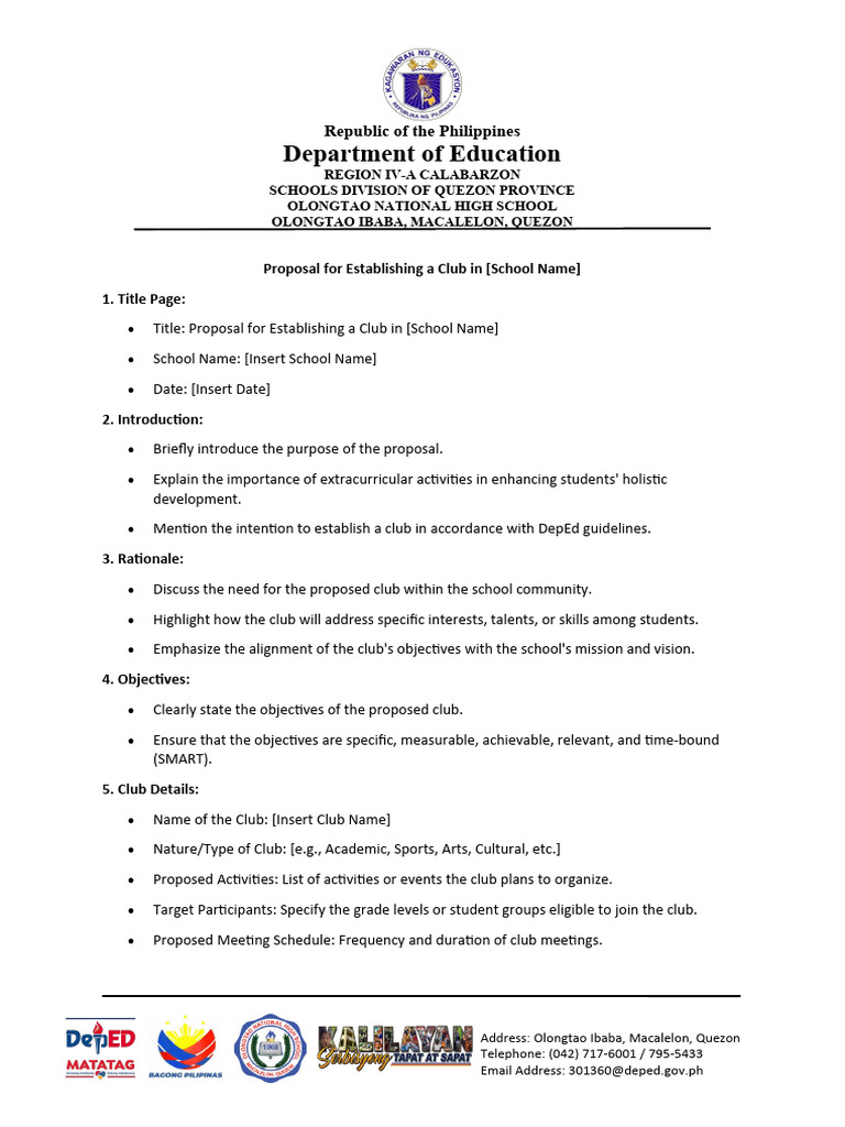 Club Establishment Proposal Template | PDF