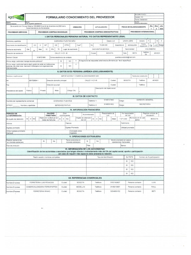 Formulario Eber Sas 1 | PDF