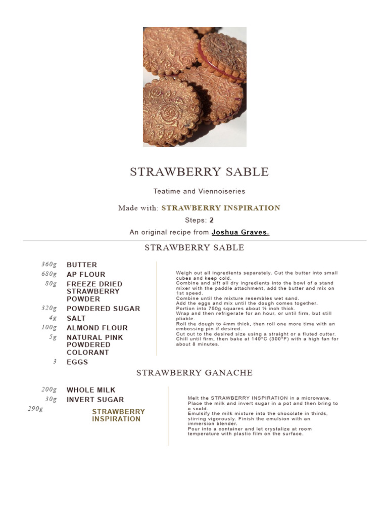 Recipe - Strawberry Sable - Valrhona, Let's Imagine The Best of ...