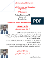 Analog Electronics II Lecture 1