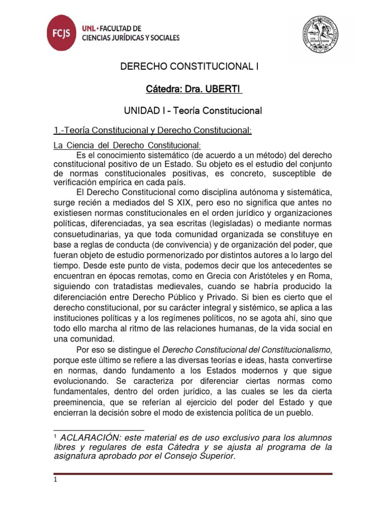 Unidad I Teoría Constitucional. PDF Constitución Estado (política)