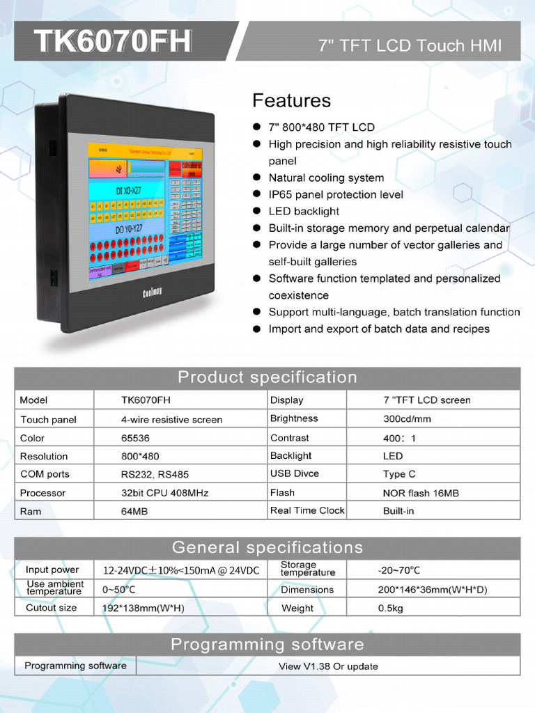 Coolmay TK6070FH User Manual | PDF