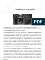 Los Mapuches, y El Uso Político Del Tema Mapuche