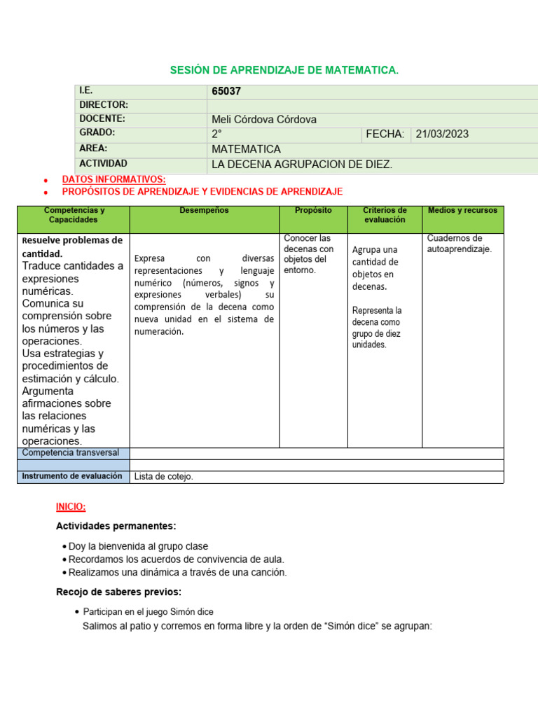 Sesion de Martes 22 | PDF | Evaluación | Aprendizaje