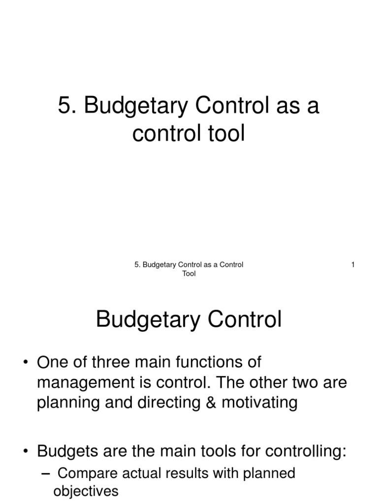 Budgetary Control Tools and Techniques | PDF | Revenue | Budget