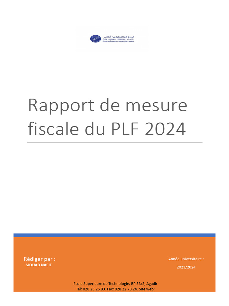Mesures fiscales clés PLF 2024 Maroc | PDF | Impôt sur le revenu | Taxe ...