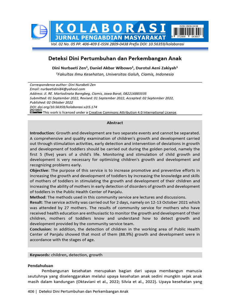Deteksi Dini Pertumbuhan Dan Perkembangan Anak Pdf Human