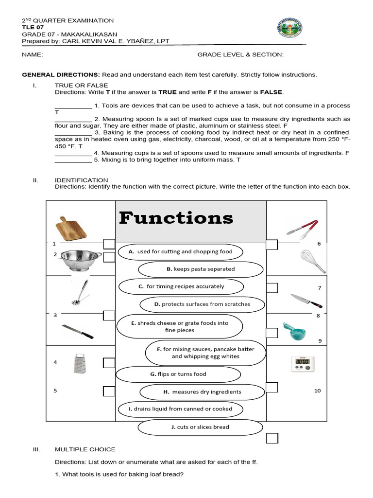 Grade 7 TLE 2nd Quarter Exam | PDF | Teaspoon | Cupcake