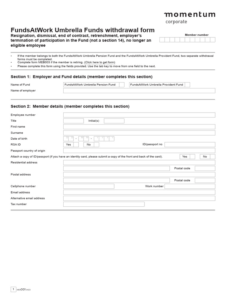 FundsAtWork Withdrawal Form Guide | PDF | Retirement | Pension