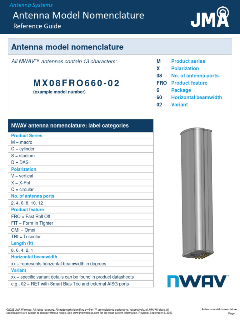 JMA_Wireless_antenna_model_nomenclature PDF Antenna (Radio) Radio