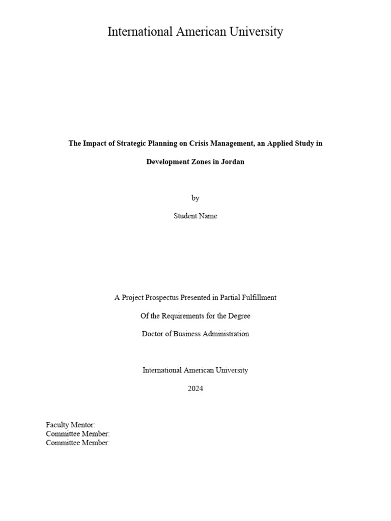 Prospectus Template (New) | PDF | Statistics | Crisis Management