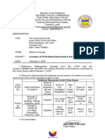 Inventory of All Evidence Recovered at The Crime Scene