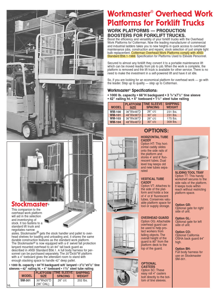 Cotterman Work Platform Sell Sheet | PDF | Forklift | Manufactured Goods
