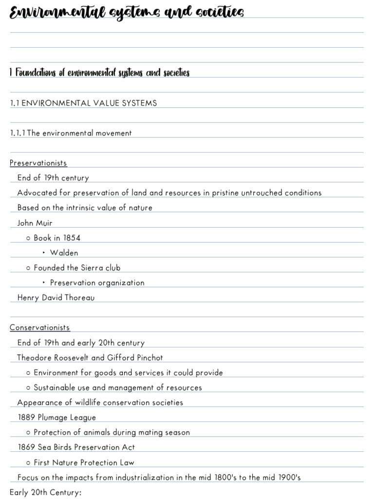 Environmental Systems and Societies Mock Summary W:o Case Studies | PDF ...