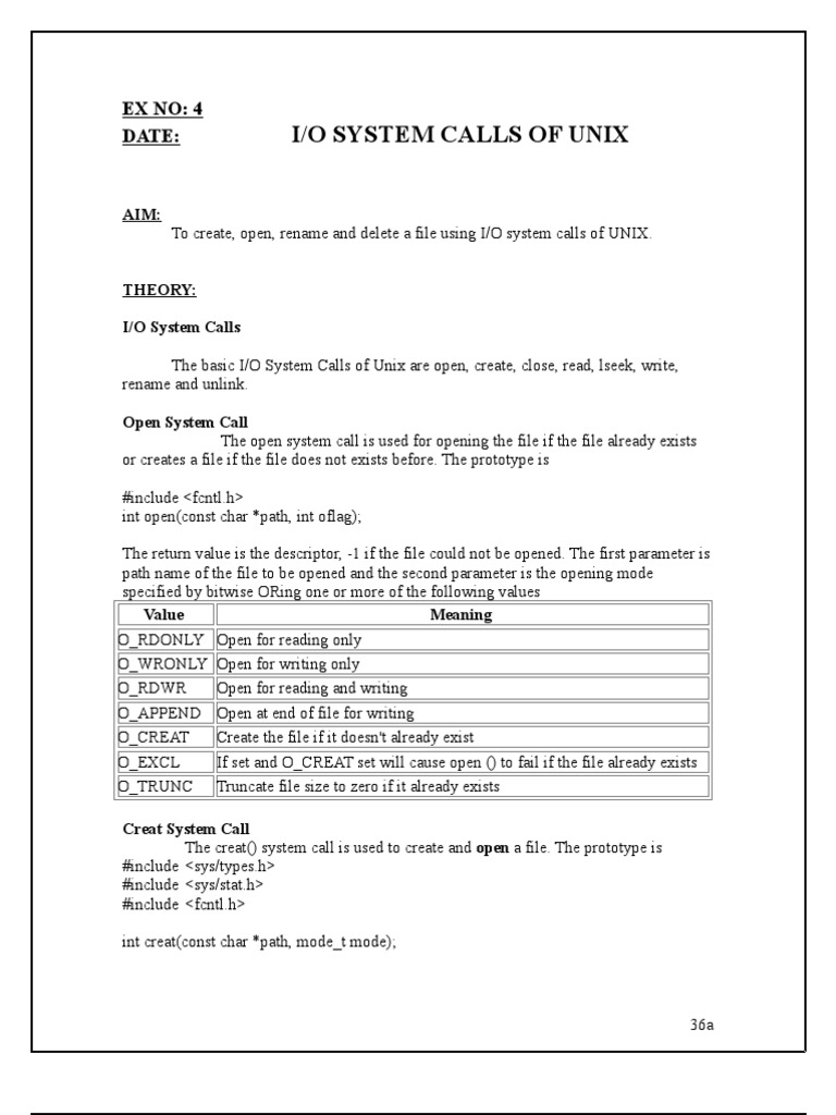 UNIX I/O System Calls Explained | PDF | Pointer (Computer Programming ...