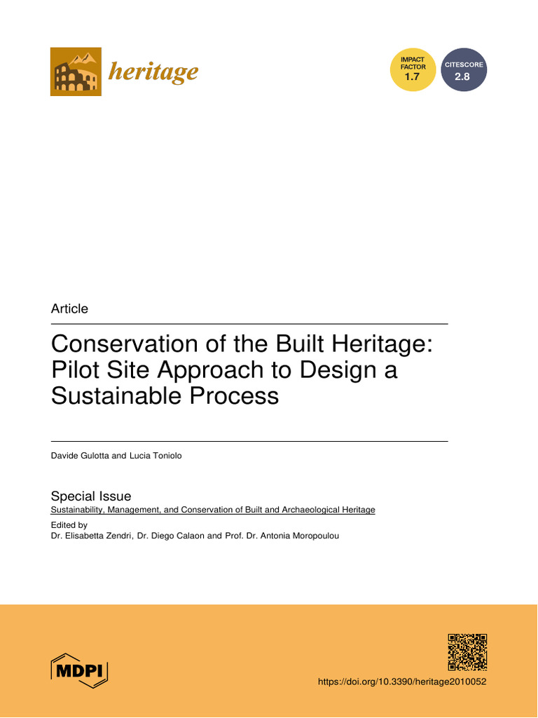 Sustainable Conservation of Built Heritage | PDF | Conservation Biology ...