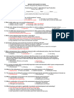 Answer Key Diagnostic Exam in TLE 9 Agricultural Crop Production Based On CG