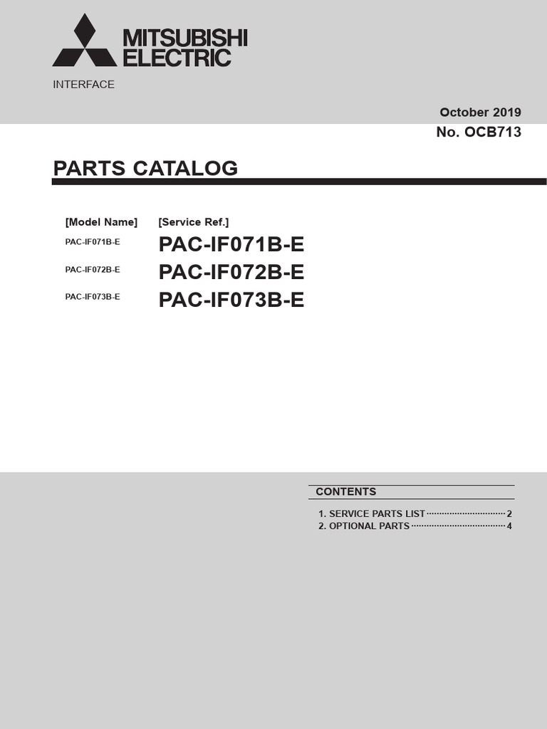 Ecodan PAC-IF07 1-3 B-E Parts Catalogue OCB713 | PDF | Technology ...
