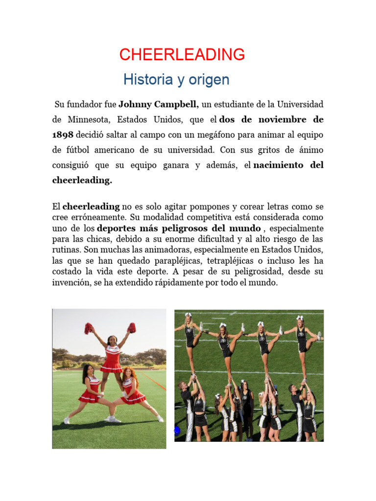 Historia y fundamentos del cheerleading | PDF | Deportes y actividades ...