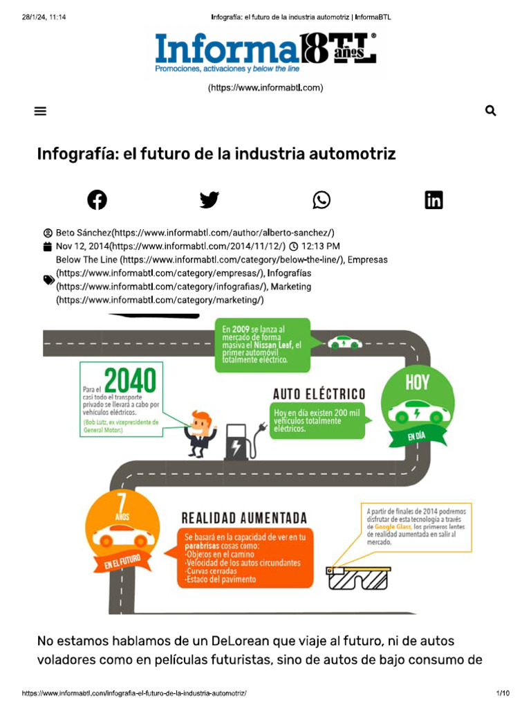 Infografía - El Futuro de La Industria Automotriz - InformaBTL | PDF