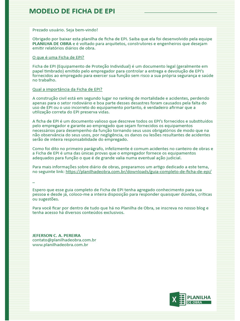 Modelo de Ficha de EPI | PDF