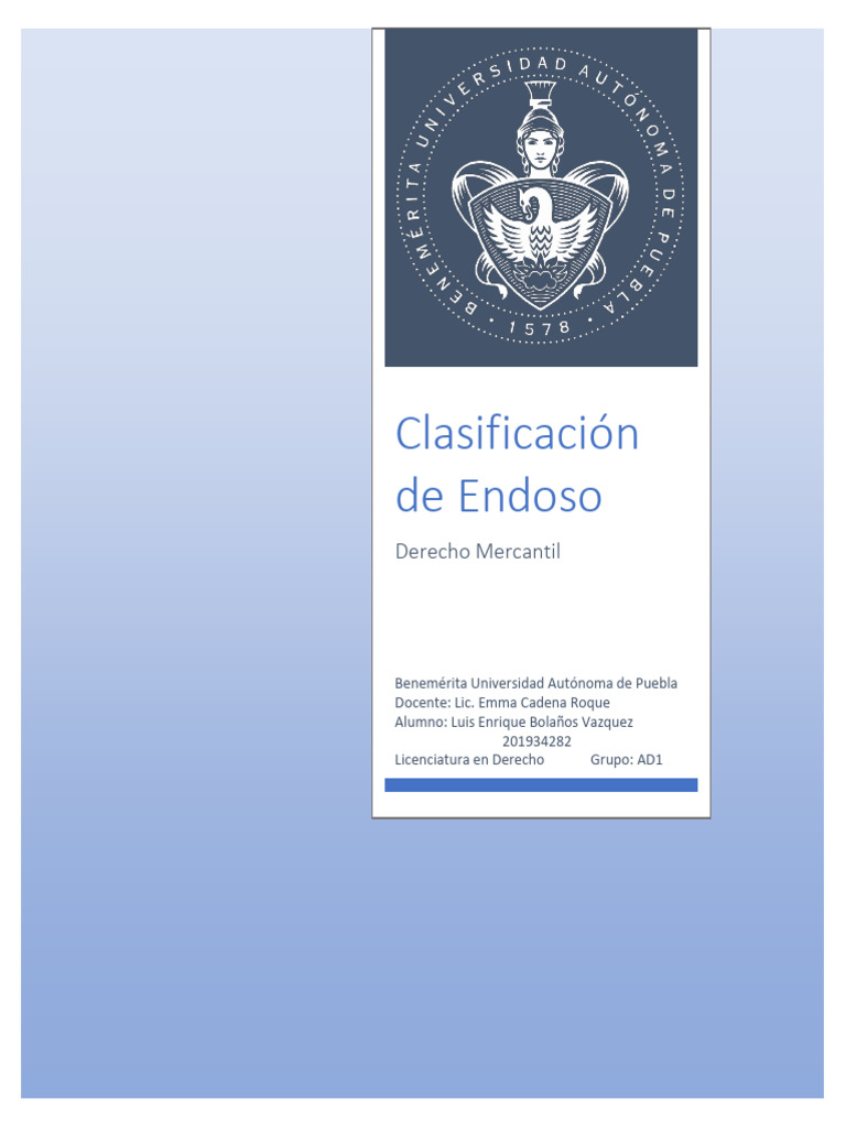Tipos de Endoso en Derecho Mercantil | PDF | Propiedad | Instrumento ...