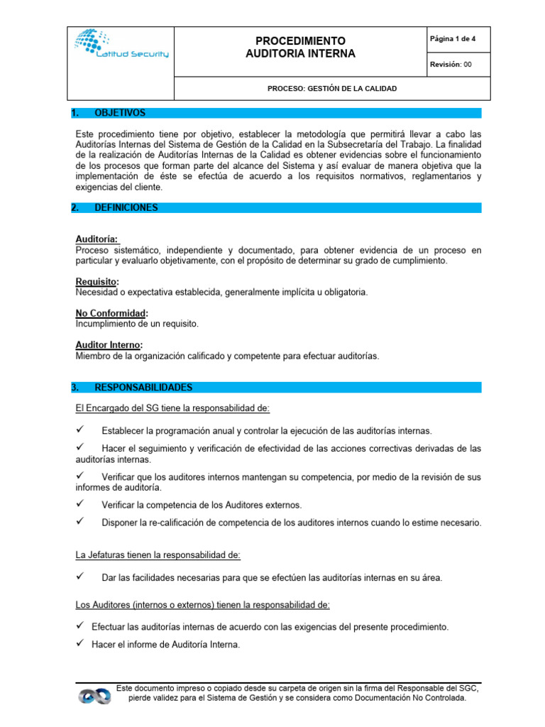 Proceso de Auditoría Interna SGC | PDF | Auditoría | Contralor