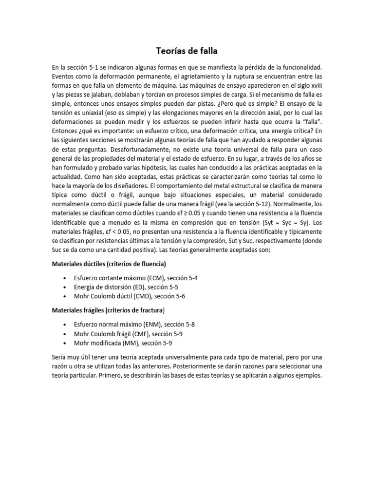 Teorías De Falla Concentración De Esfuerzos Y Fatiga Descargar