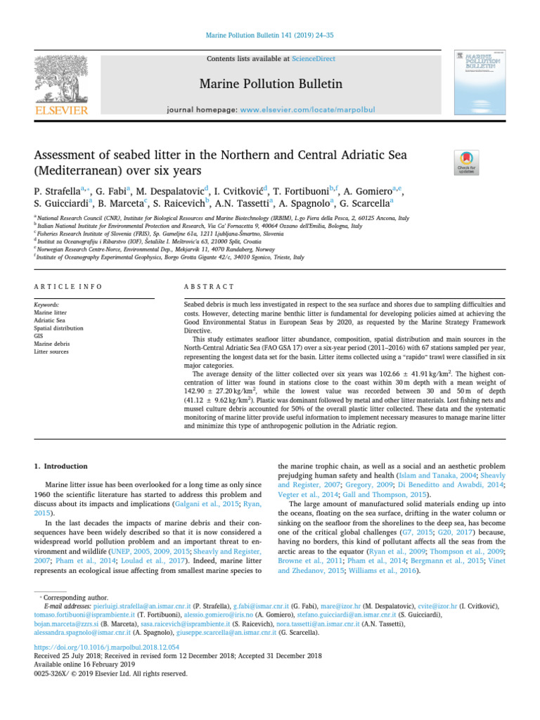 Assessment of Seabed Litter in The Northern and Central - 2019 - Marine ...