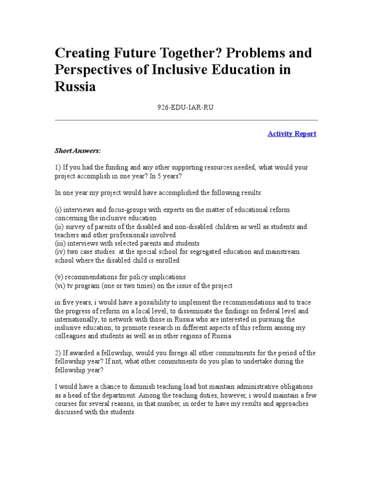 Creating Future Together Pdf Inclusion Education Preschool