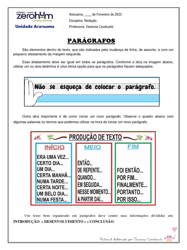 Dicas Parágrafos - Redação | PDF