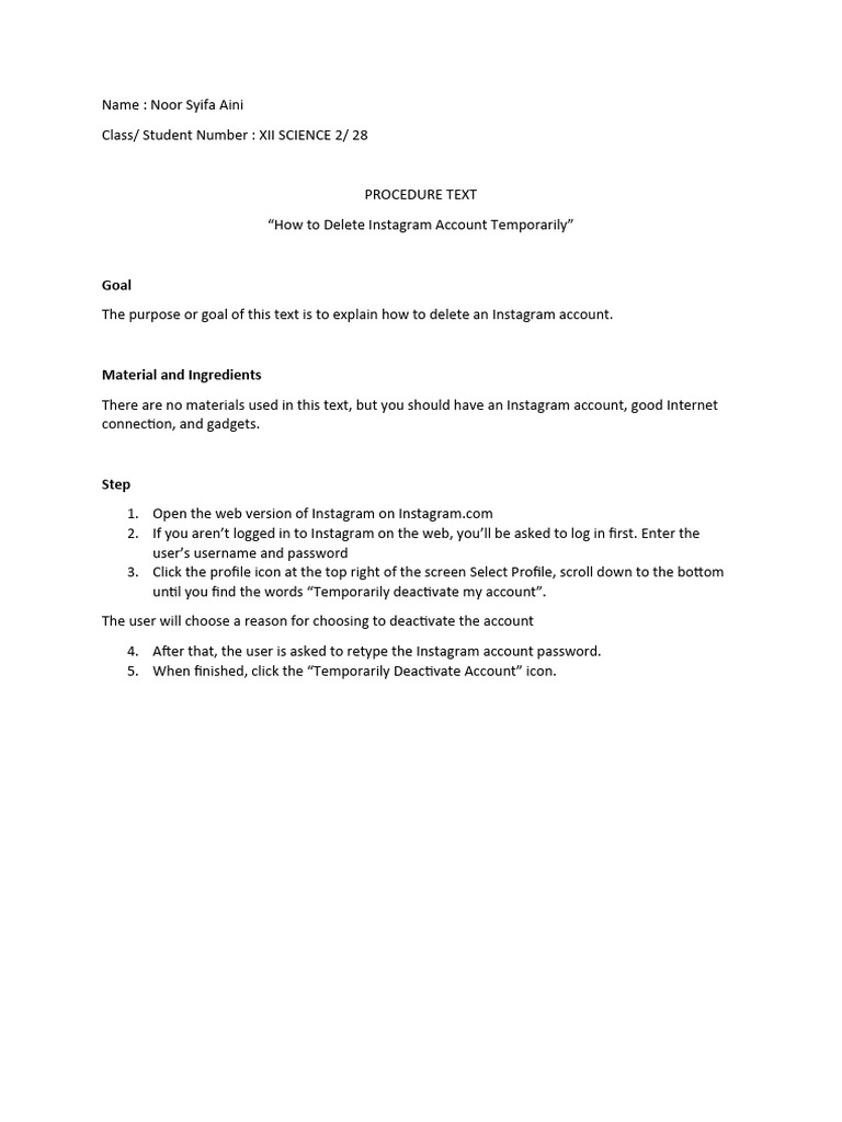 Temporarily Deactivate Instagram | PDF