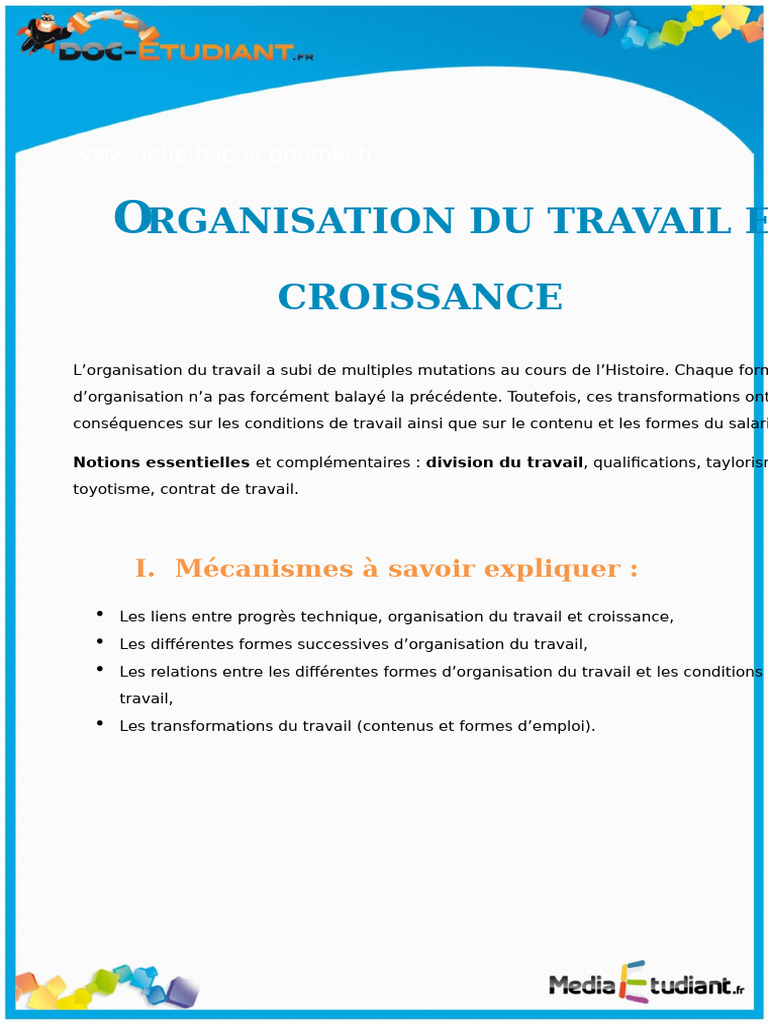 Organisation du Travail et Croissance Économique | PDF | Économie ...