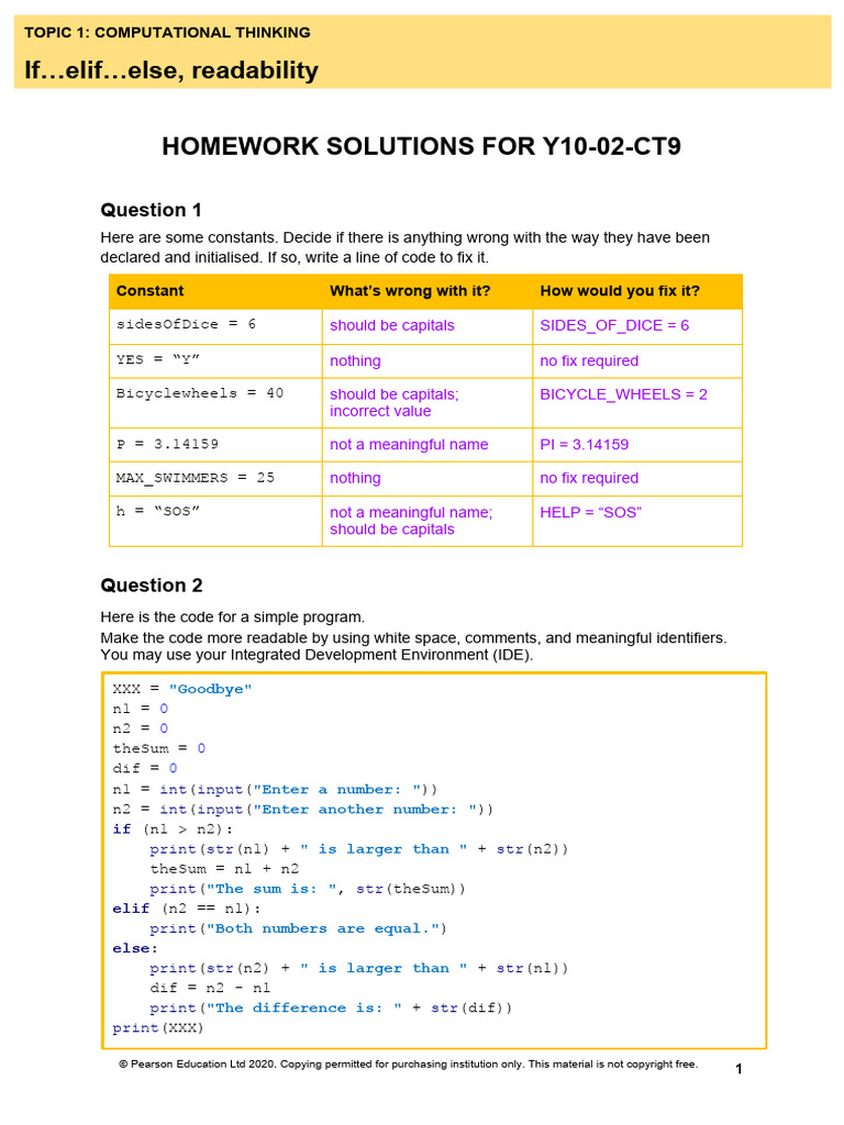 Y10 02 CT9 Homework Solutions | PDF | Computer Programming | Software ...