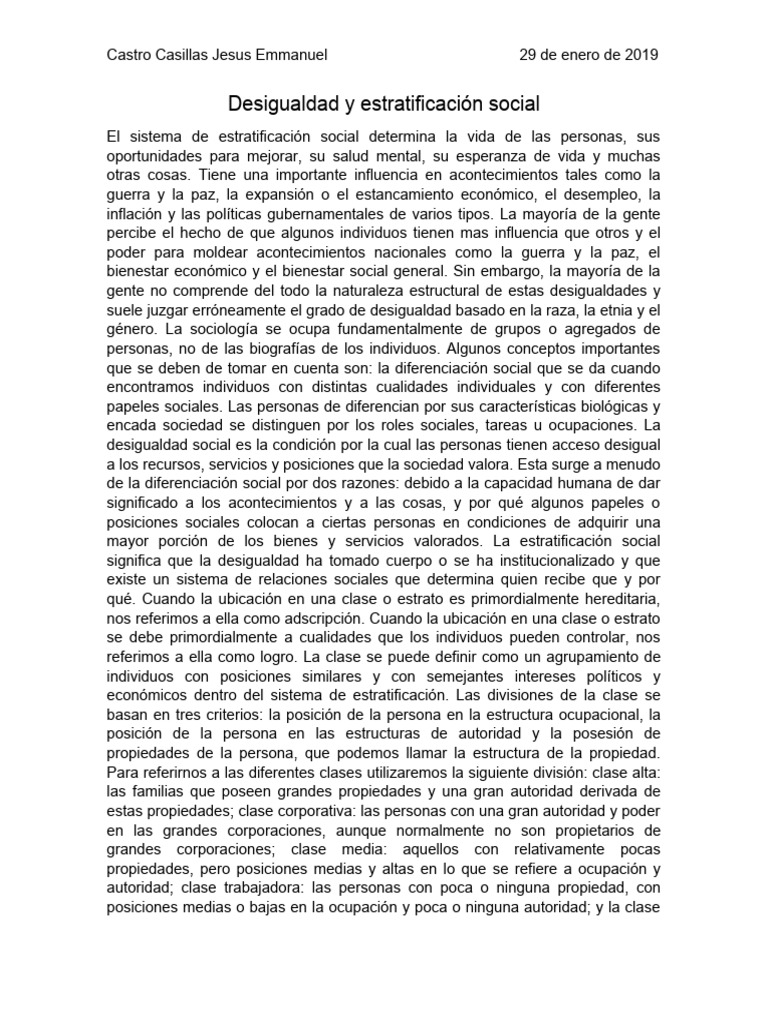 Desigualdad y Estratificación Social | PDF | Desigualdad social ...