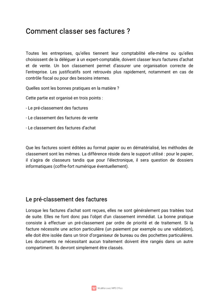 Guide pratique pour classer ses factures | PDF